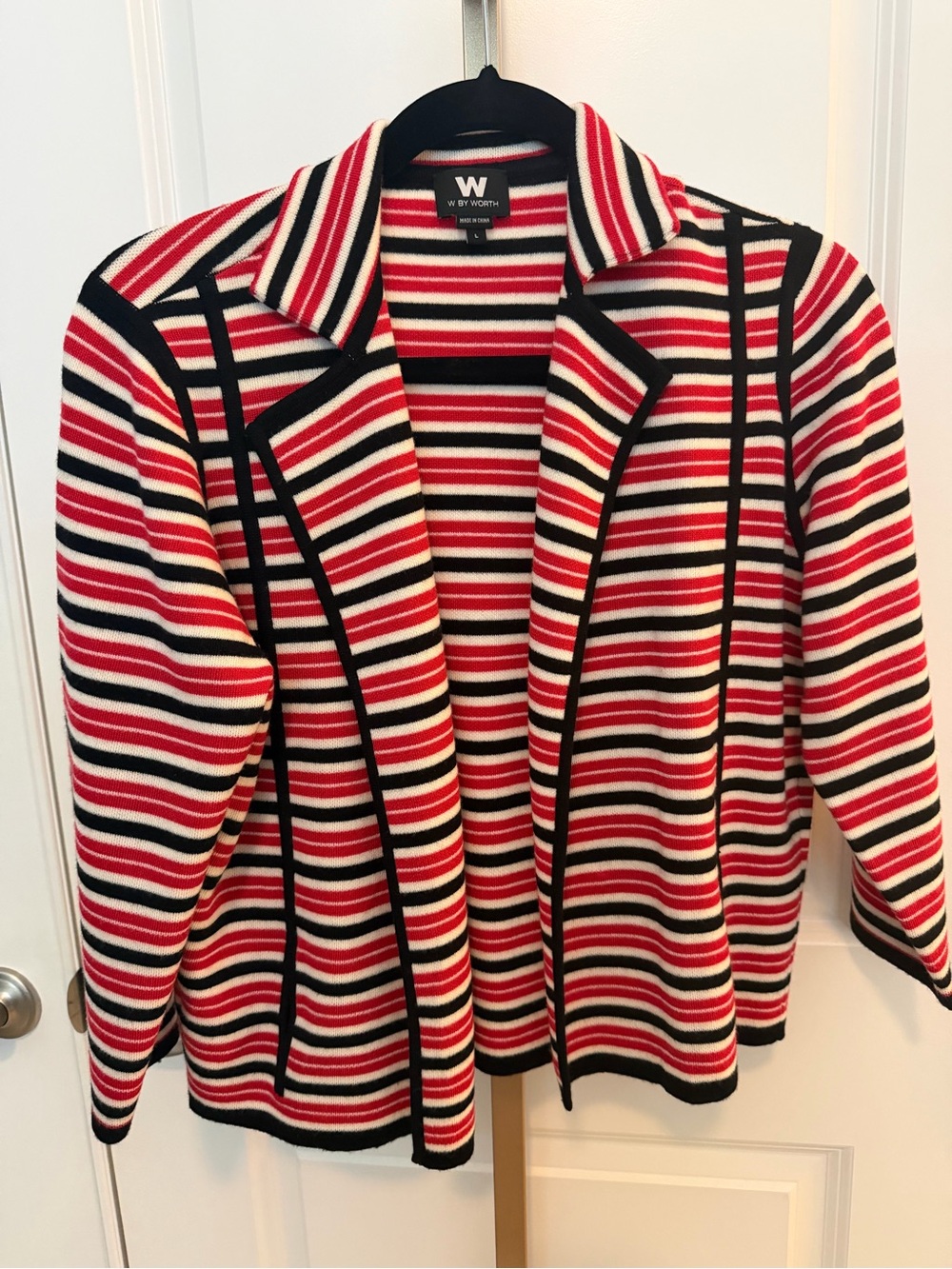 W by Worth Women's Red & Black Striped 100% Wool Blazer